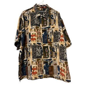 Vintage Pelle Pelle Graphic Hawaiian Shirt Sz XXL